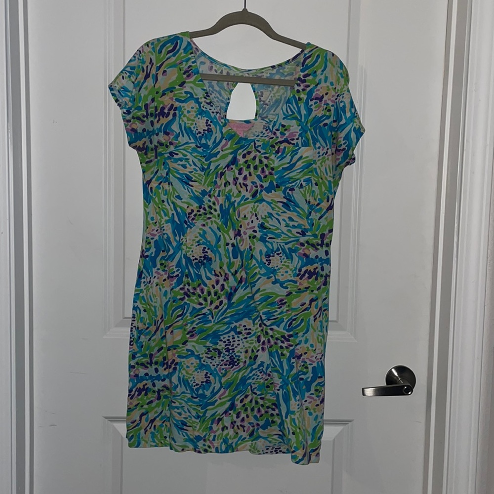 Lilly Pulitzer Daniella V Neck Dress Sea Soiree Pima Cotton. Previously loved.